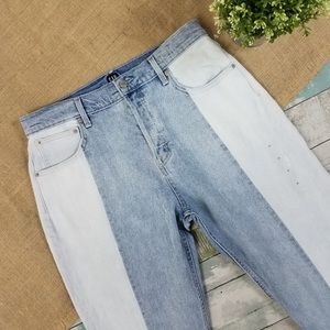 GAP Light Bleach Color Block High Straight Jeans